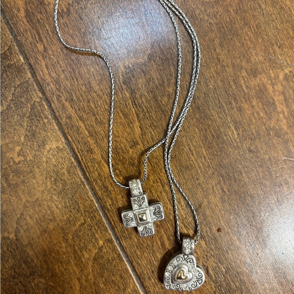 Vintage Brighton Silver Cross and Heart Pendant Necklace - Picture 7 of 7
